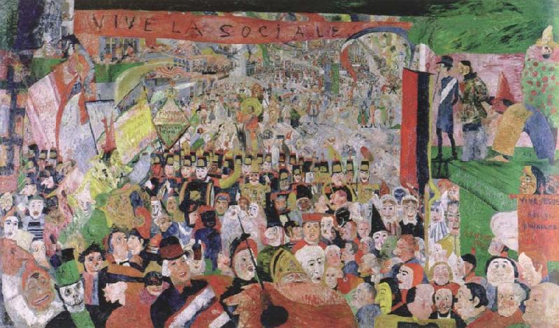 James Ensor christ s triumphant entry into brussels in 1889 oil painting image